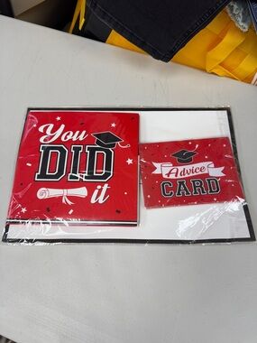 Graduation Card Set - "You Did It" Red Design card box with advice cards grad